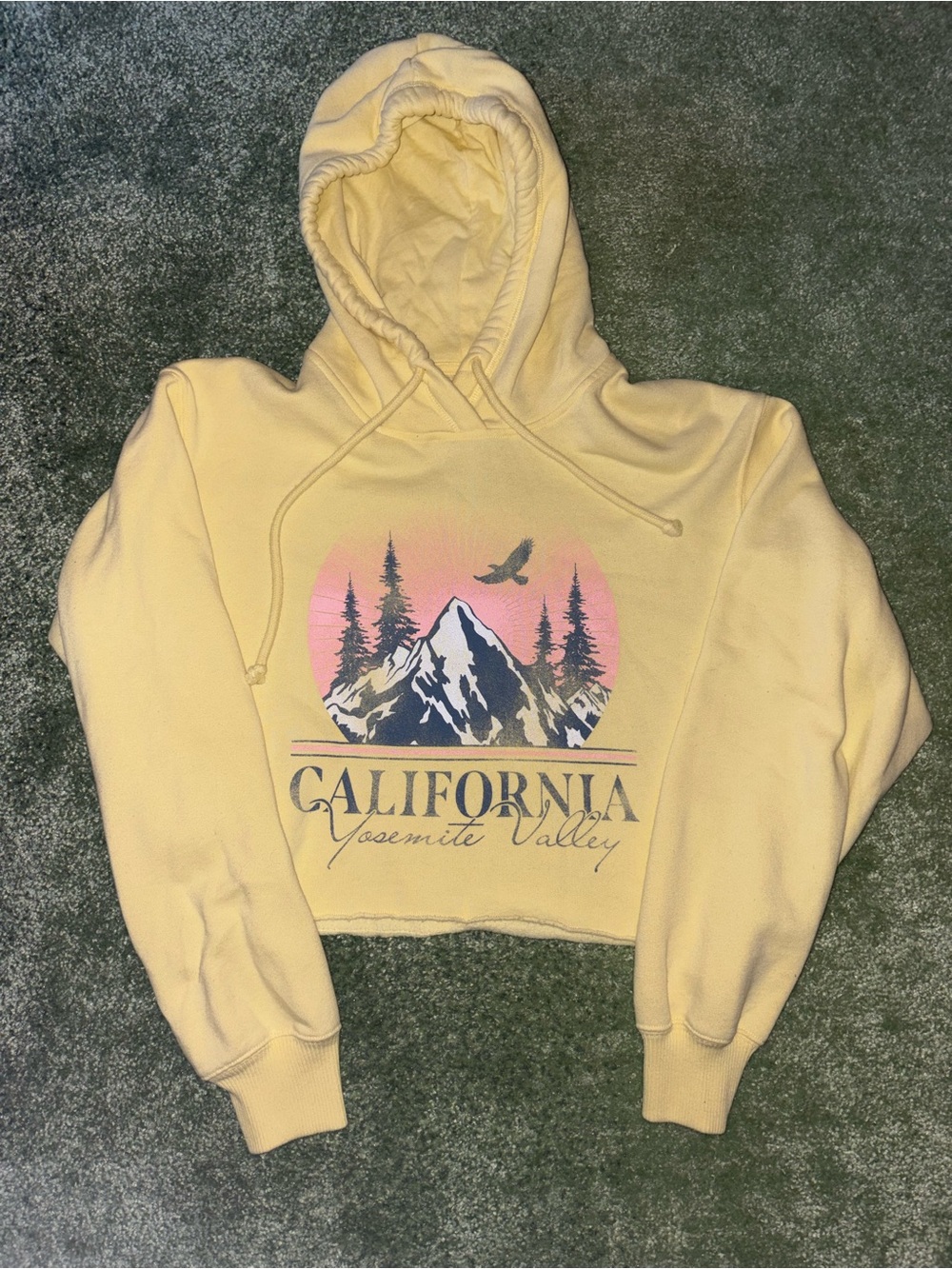 Hollister Pale Yellow Yosemite Valley Cropped Hoodie